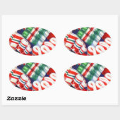 Stickers ovale RIBBON CANDY (Feuille)