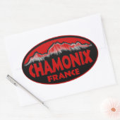 stickers ovale rouge de Chamonix France (Enveloppe)