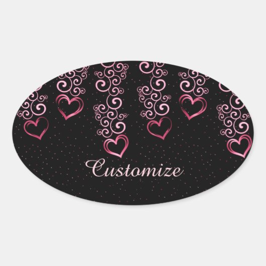 Stickers Ovale Scrolling Vine Hearts (Devant)