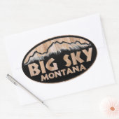 stickers ovales en bois Big Sky Montana (Enveloppe)