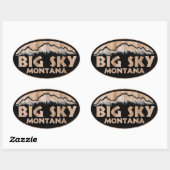 stickers ovales en bois Big Sky Montana (Feuille)