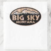 stickers ovales en bois Big Sky Montana (Sac)