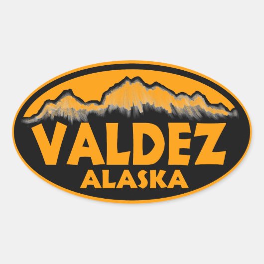 stickers ovales orange Valdez Alaska (Devant)
