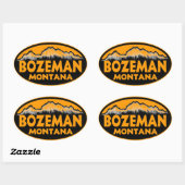 stickers ovales oranges Bozeman Montana (Feuille)