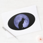Stickers Ovaux Black Cat Blue Moon (Enveloppe)