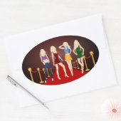 Stickers Ovaux de la mode pour filles sur tapis ro (Enveloppe)
