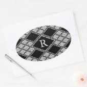 Stickers Ovaux KNIT JACQUARD NOIR + Initiale (Enveloppe)