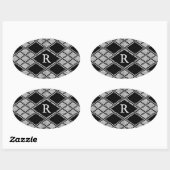 Stickers Ovaux KNIT JACQUARD NOIR + Initiale (Feuille)