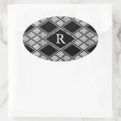 Stickers Ovaux KNIT JACQUARD NOIR + Initiale (Sac)