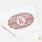 Stickers Ovaux KNIT NORD ROUGE + Initiale (Enveloppe)