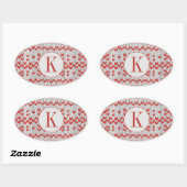 Stickers Ovaux KNIT NORD ROUGE + Initiale (Feuille)