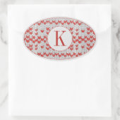 Stickers Ovaux KNIT NORD ROUGE + Initiale (Sac)