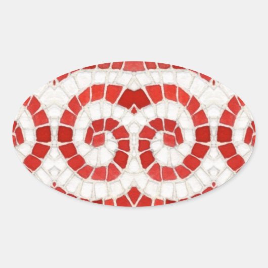 Stickers Ovaux MOSAÏQUES ROUGES (Devant)