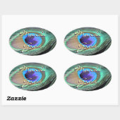 Stickers Ovaux Personnalisés Mardi Gras Peacock (Feuille)