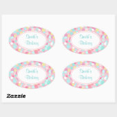 Stickers Ovaux points pastel customisés (Feuille)