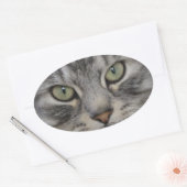 Stickers Ovaux pour chats perses en argent (Enveloppe)