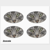 Stickers Ovaux pour chats perses en argent (Feuille)