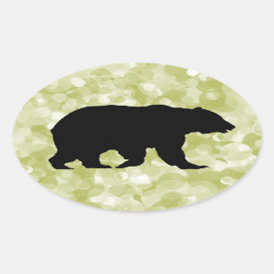 Stickers Ovaux Silhouette Ours