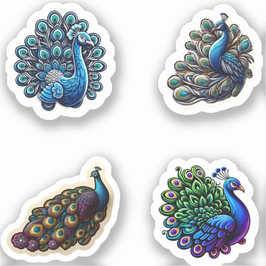 Stickers Pack Cute Peacock 4 (Recto)
