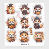 Stickers Panda Rouge Halloween super mignons (Feuille)