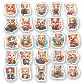 stickers Panda rouge mignonne, pack de valeur 25 S