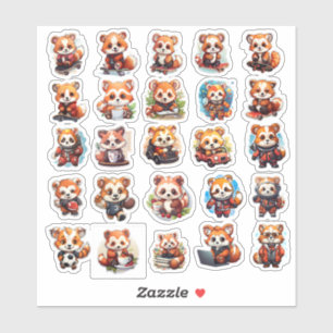 stickers Panda rouge mignonne, pack de valeur 25 S