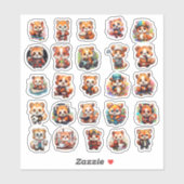 stickers Panda rouge mignonne, pack de valeur 25 S (Feuille)