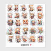stickers Panda rouge mignonne, pack de valeur 25 S (Feuille)