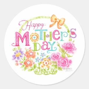 Stickers Panier Fleur Fête des Mères