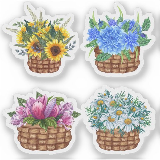 Stickers Paniers à fleurs (Devant)
