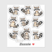 Stickers Papier à lettres Cute Raccoons (Feuille)