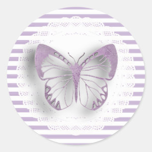 Stickers papillon à rayures violettes