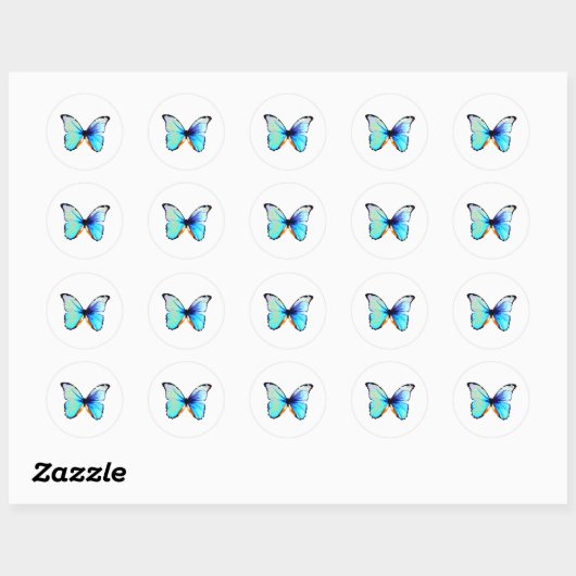 Stickers Papillon bleu Morpho (Feuille)