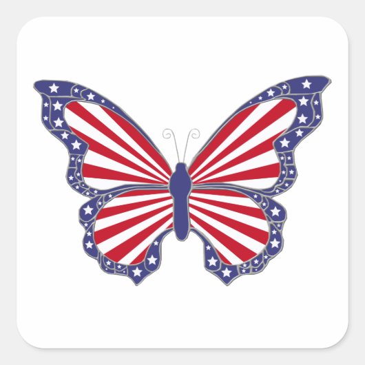 Stickers Papillon Patriotique Rouge Blanc Et Bleu (Devant)