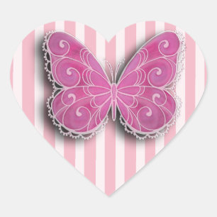 Stickers Papillon rose et blanc