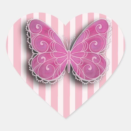 Stickers Papillon rose et blanc (Devant)