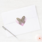 Stickers Papillon rose et or (Enveloppe)