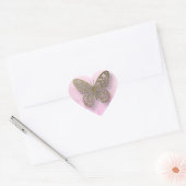 Stickers Papillon rose et or (Enveloppe)
