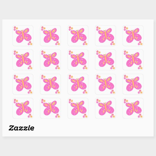 Stickers Papillon Rose Jaune_Fun (Feuille)