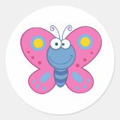 Stickers Papillon rose souriant (Devant)