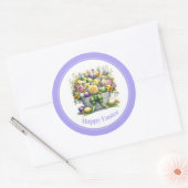 Stickers Pâques Panier fleuri (Enveloppe)