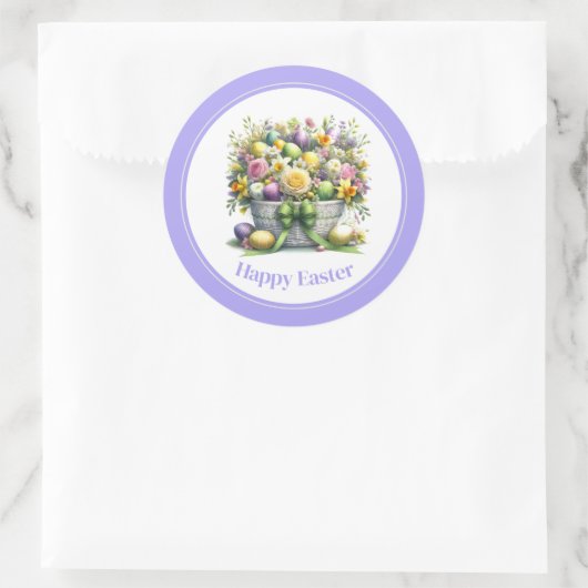 Stickers Pâques Panier fleuri (Sac)