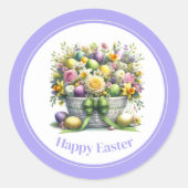 Stickers Pâques Panier fleuri (Devant)