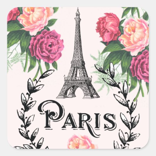 Stickers Paris Vintage Roses Roses (Devant)