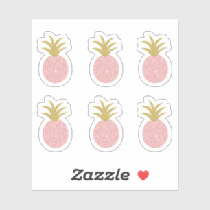 Stickers Parties scintillant d'ananas rose et or
