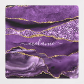 Stickers Parties scintillant en or violet avec nom (Design 1)