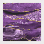 Stickers Parties scintillant en or violet avec nom (Design 2)