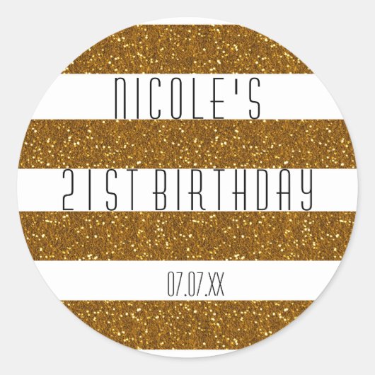 Stickers Parties scintillant or & Blancs Ftriped P (Devant)