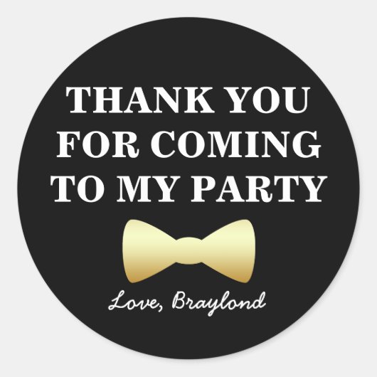 Stickers Party Faver, Noir et Or avec Cravate Bow (Devant)