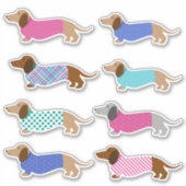 Stickers Pastel Dachshund colorés (Devant)